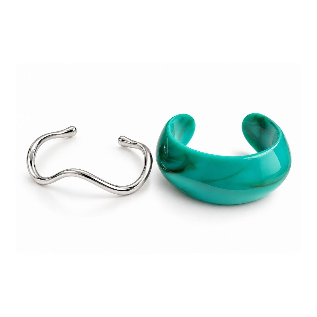 KIT DE PULSEIRA TURQUESA ORGÂNICO PRATEADO