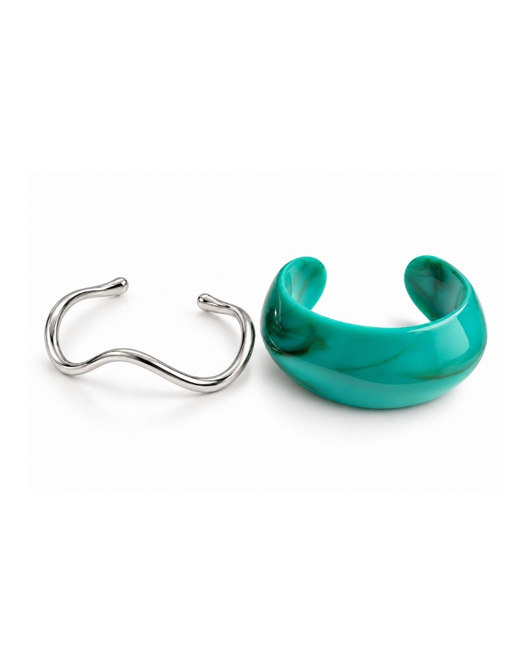 KIT DE PULSEIRA TURQUESA ORGÂNICO PRATEADO