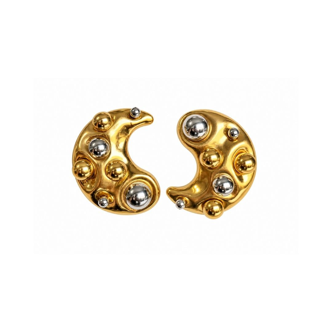BRINCO MEIA LUA MIX & MATCH DOURADO