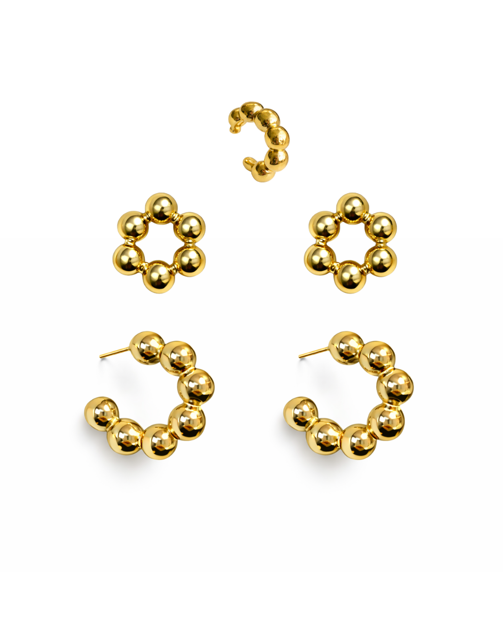 Kit de Brincos Esferas Essenza Dourado