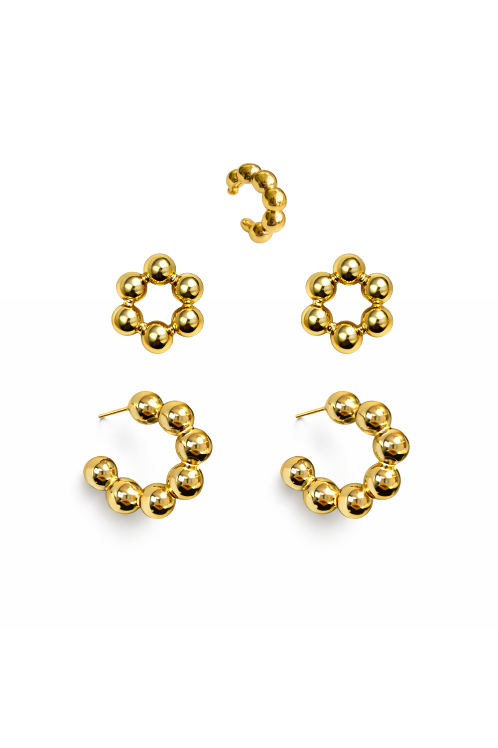 Kit de Brincos Esferas Essenza Dourado