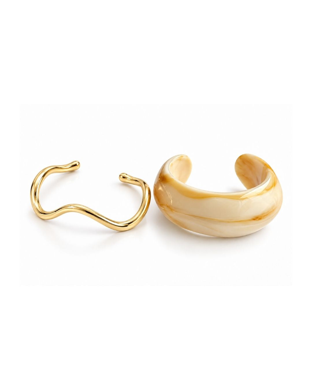 KIT DE PULSEIRAS MARFIM ORGÂNICO DOURADO