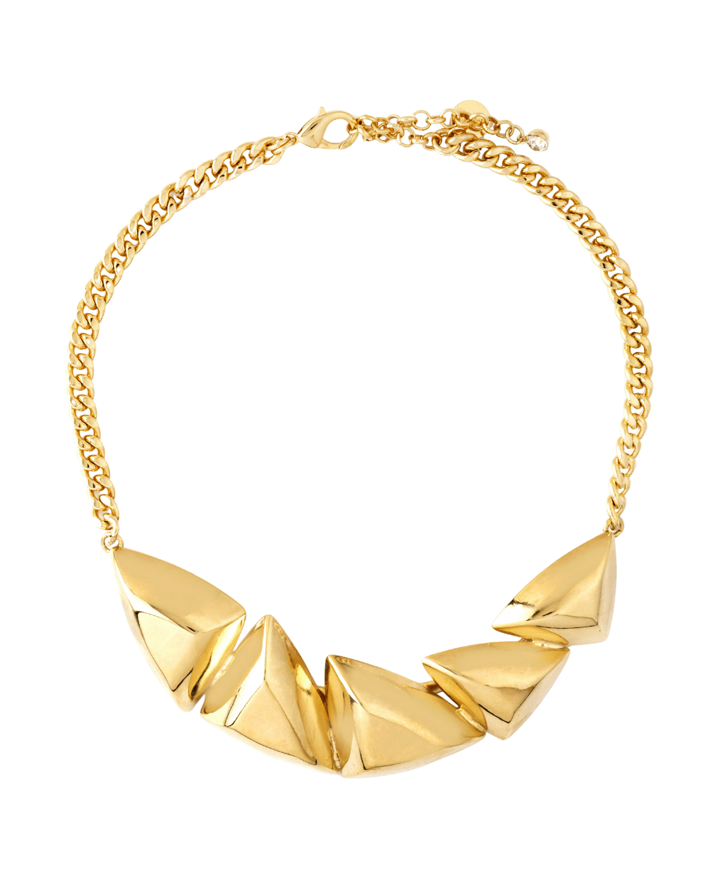 Colar Dourado com Formas Triangulares Polidas e Corrente de Elos