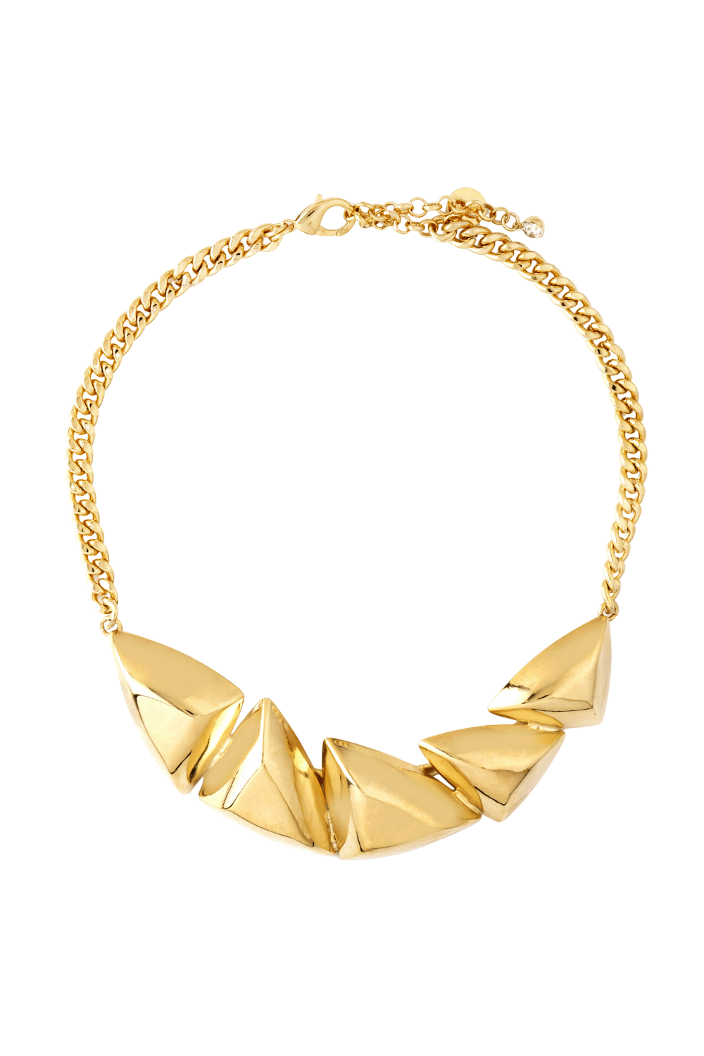 Colar Dourado com Formas Triangulares Polidas e Corrente de Elos