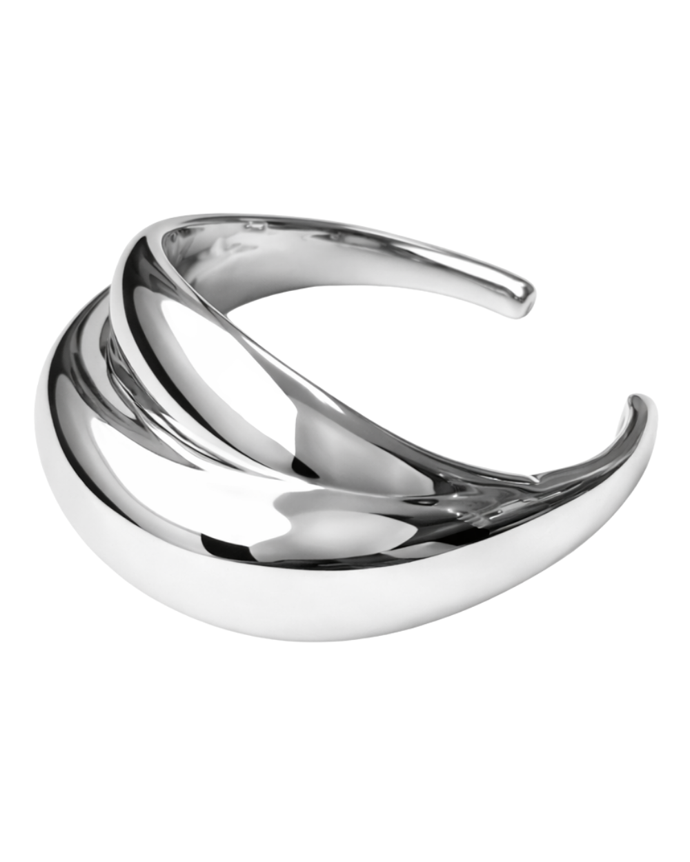 Bracelete Escultural Fluido em Eletroformação Prateado – LIMITED