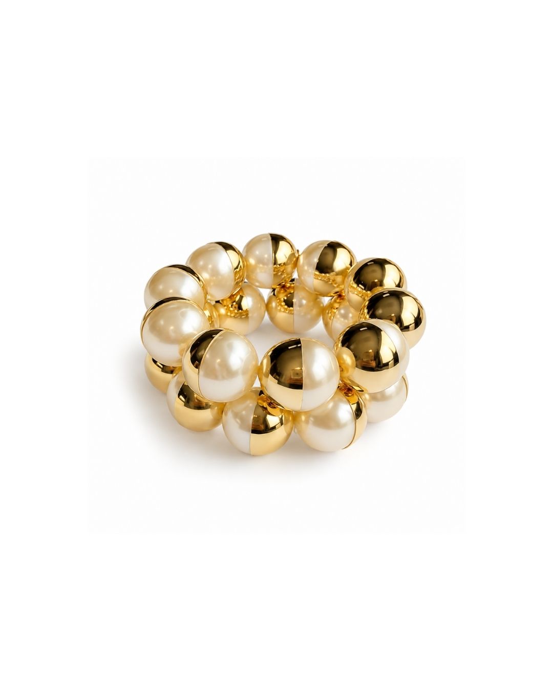 KIT DE PULSEIRA MEIA ESFERA COM PÉROLA DOURADO