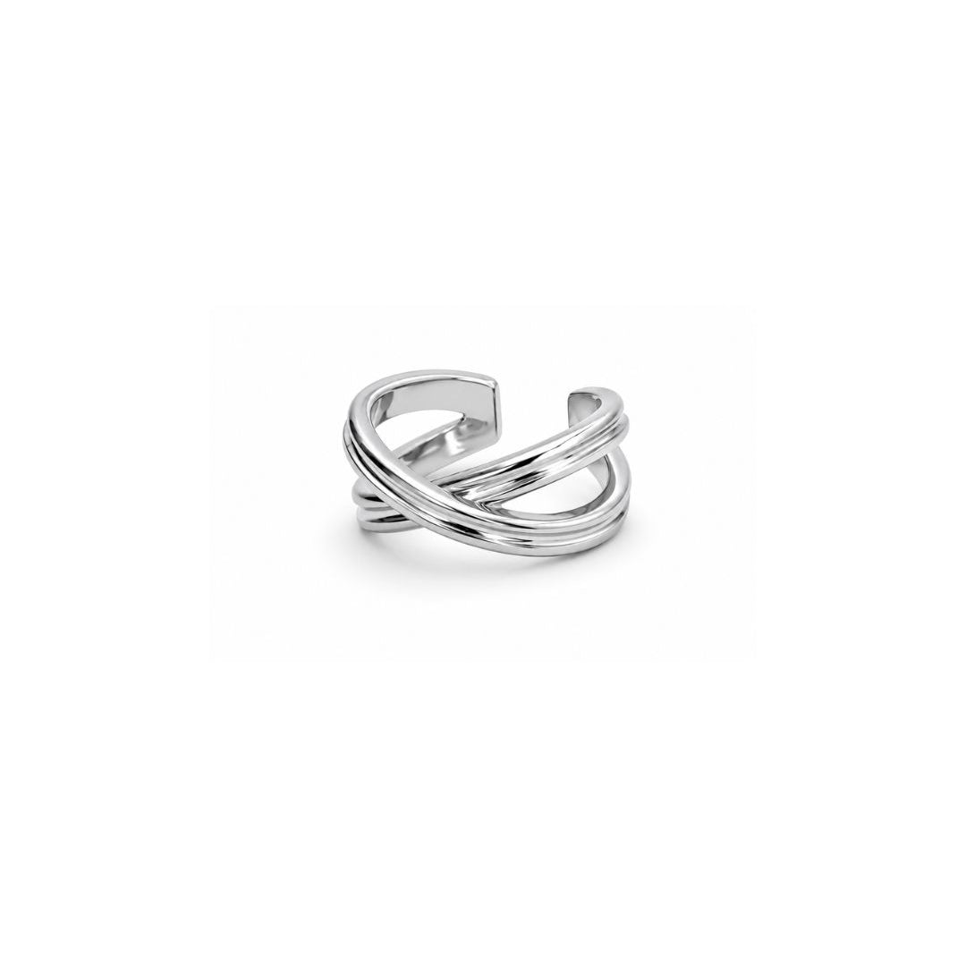 EAR CUFF DESIGN TRANÇADO PRATEADO