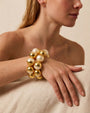KIT DE PULSEIRA MEIA ESFERA COM PÉROLA DOURADO