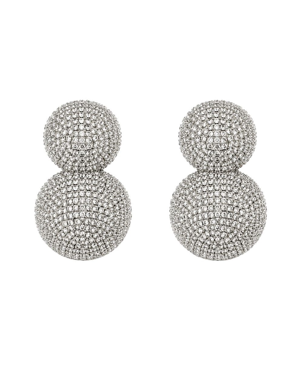 Brinco Cravejado de Strass Prateado | Brinco Duplo Shine