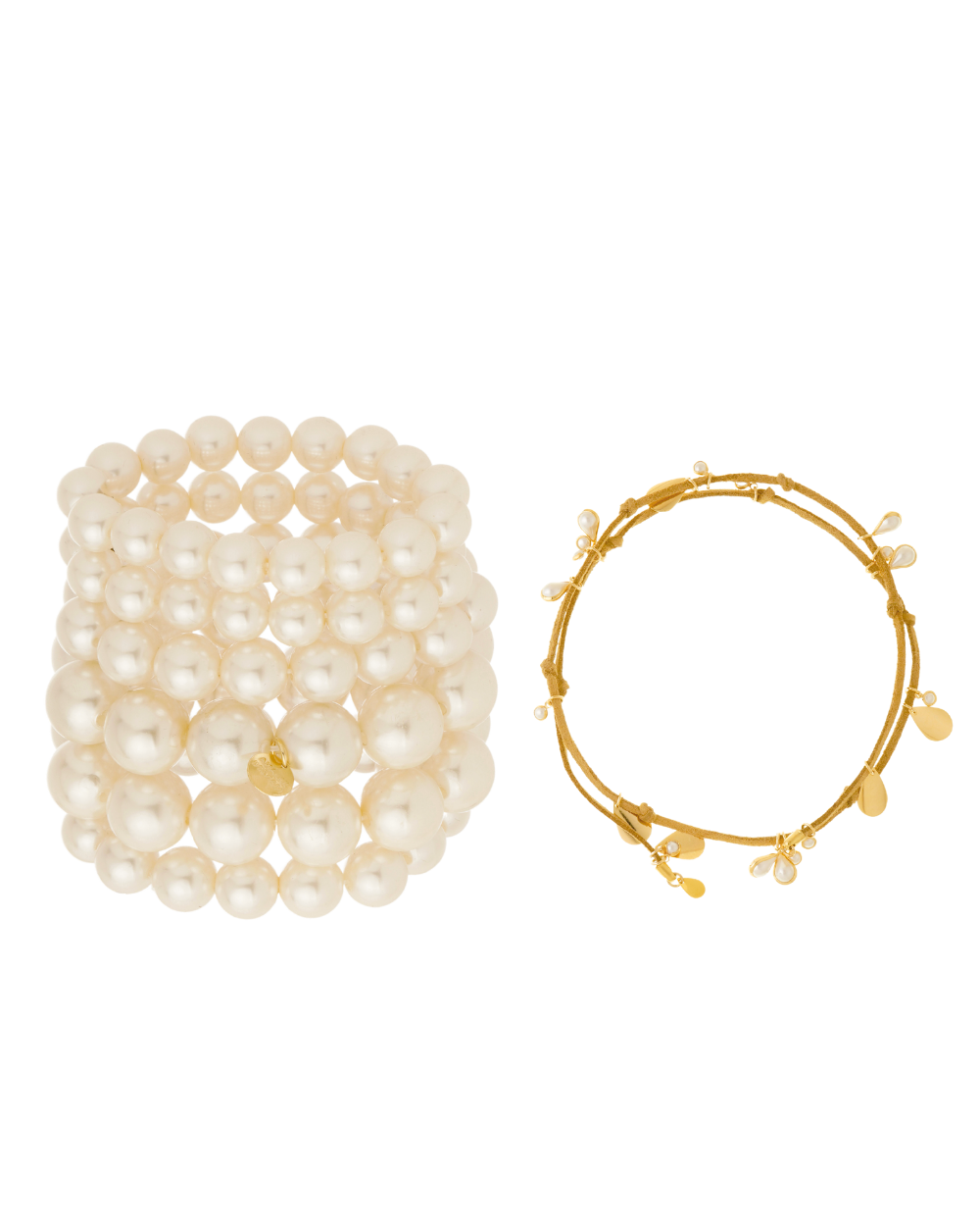 Kit Pulseiras com Pérolas e Cordão Multifuncional com Pingentes