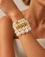 KIT DE PULSEIRAS PÉROLA COM ESFERA DOURADO