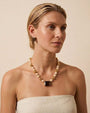 KIT DE COLAR E BRINCO PÉROLA DOURADO | HANDMADE & CRISTAL BLACK DIAMOND