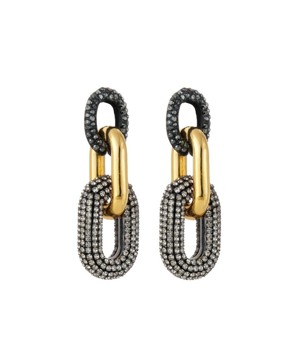 Brinco de Elos Cravejado com Strass | Mix de Banhos