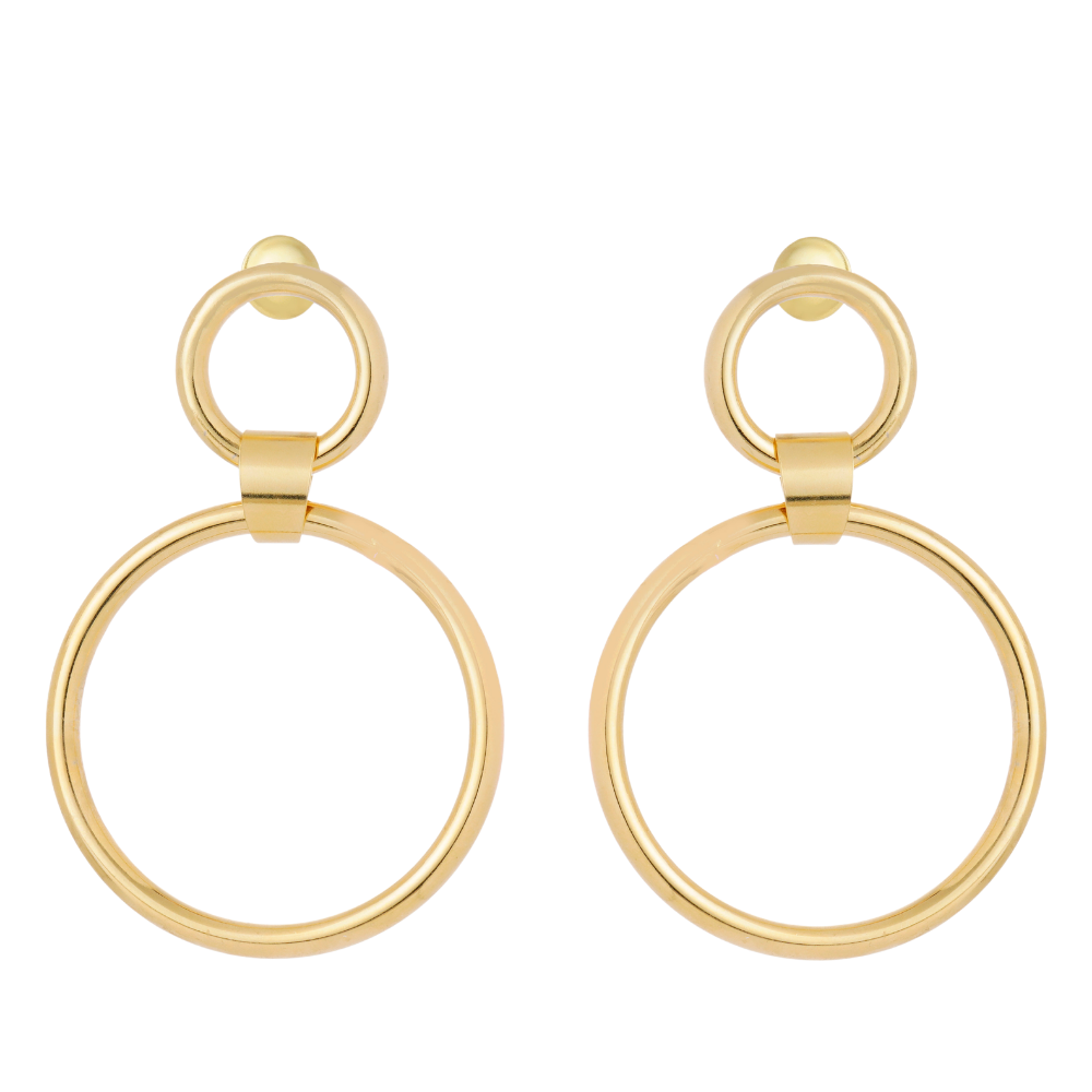 Brinco Grande Presenza Dourado com Círculos Articulados