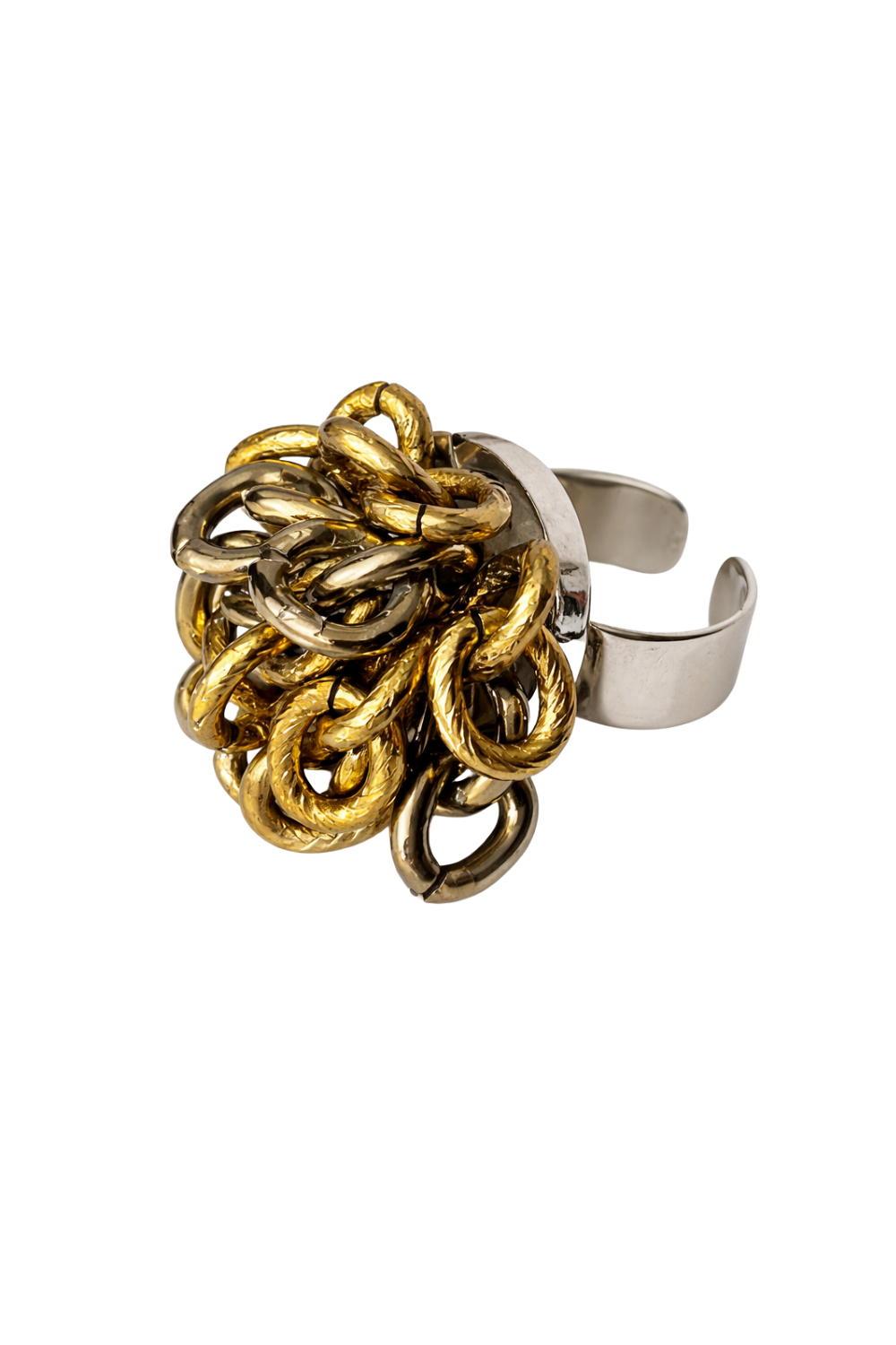 Anel de Correntes em Metallic Brown – Volume e Textura Escultural