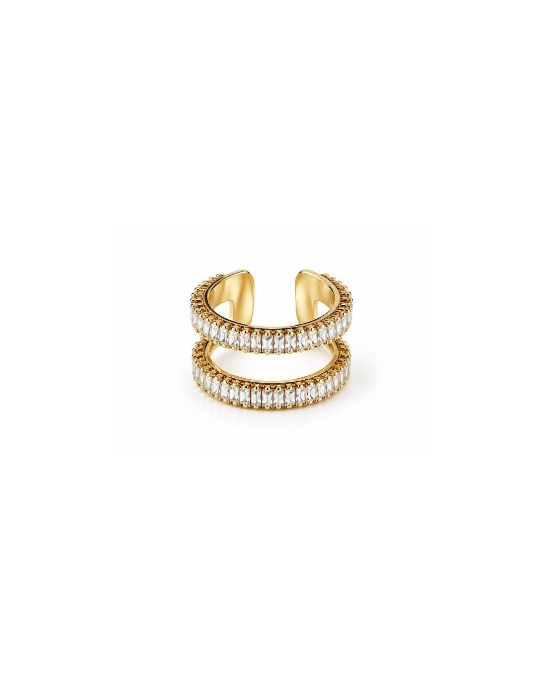 ANEL DUPLO ZIRCÔNIA SHINE DOURADO