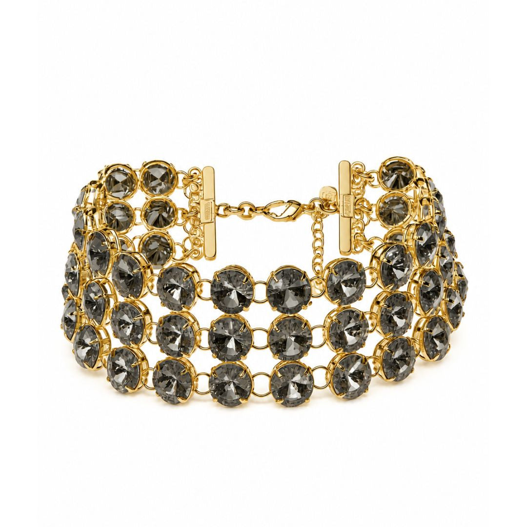 Choker com Cristais em Camadas e Estrutura Dourada – Limited