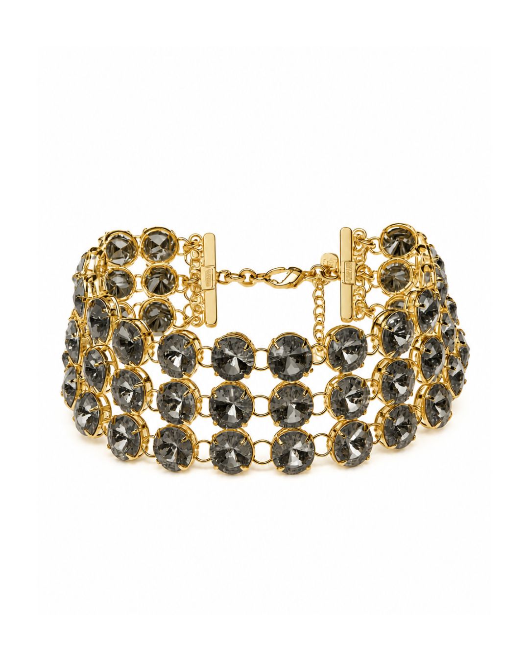 Choker com Cristais em Camadas e Estrutura Dourada – Limited