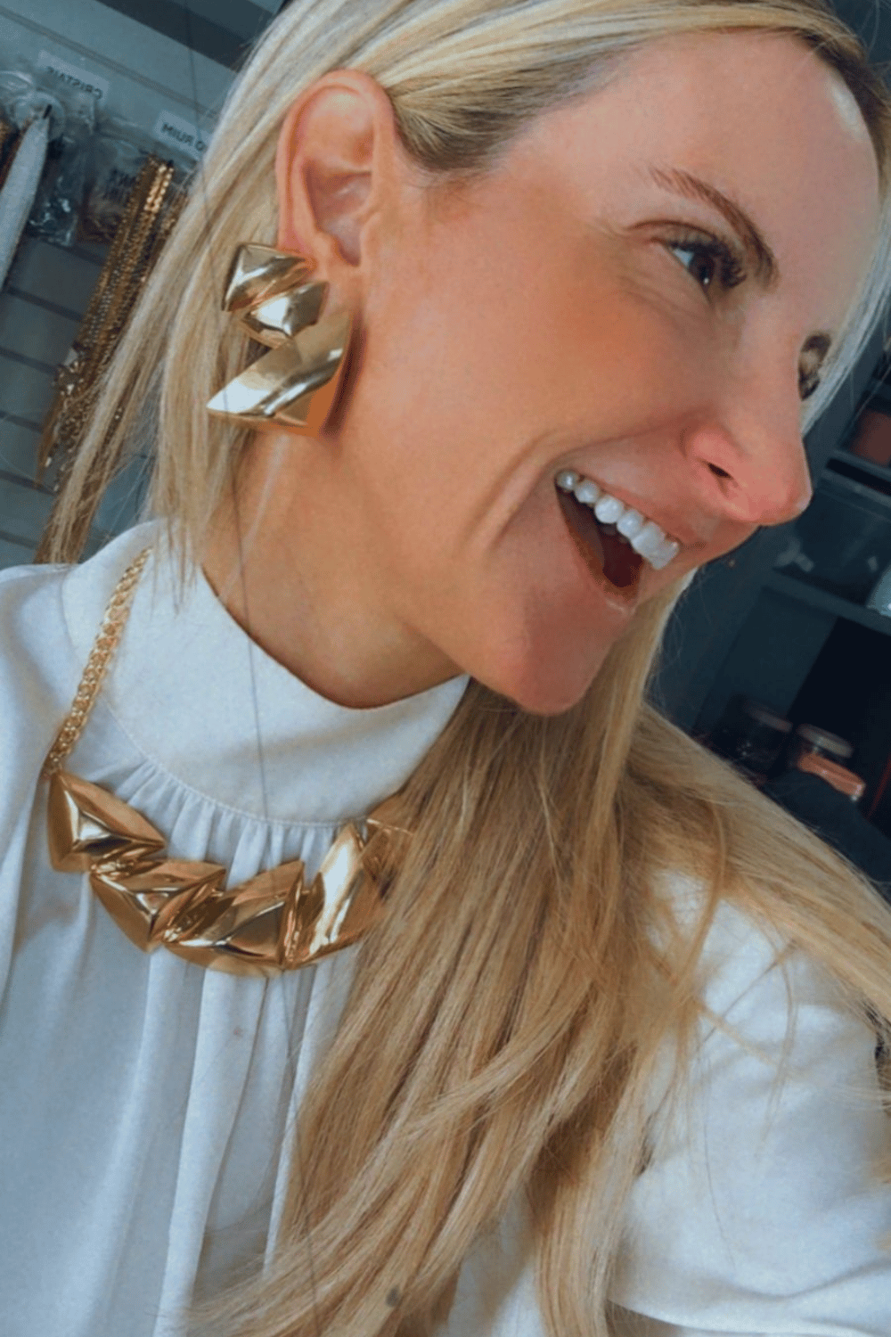 Brinco de Pressão Metallo Triangular Dourado