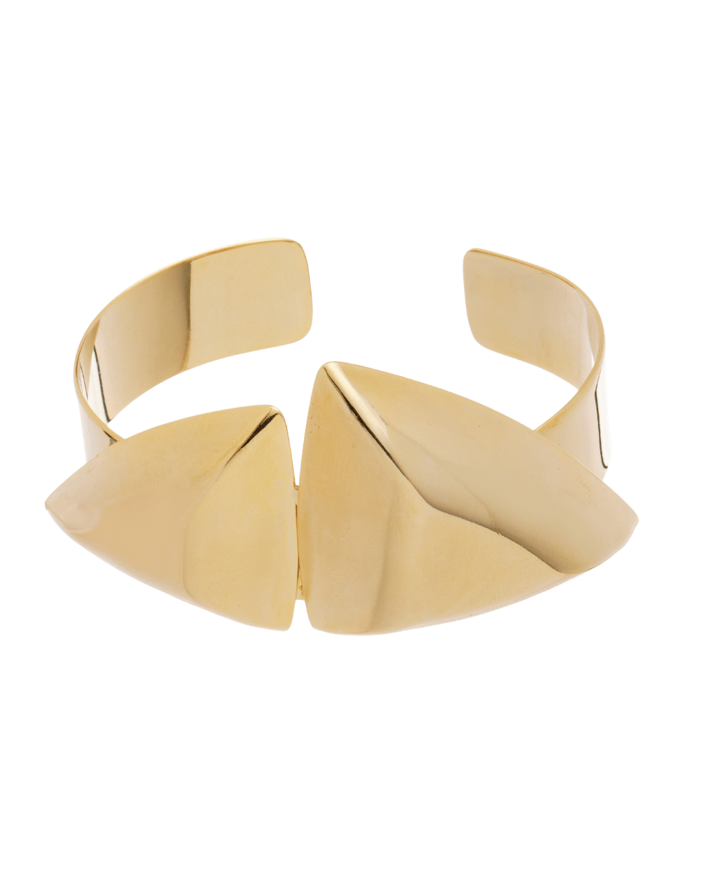 Bracelete Dourado com Canopla Triangular e Design Estruturado