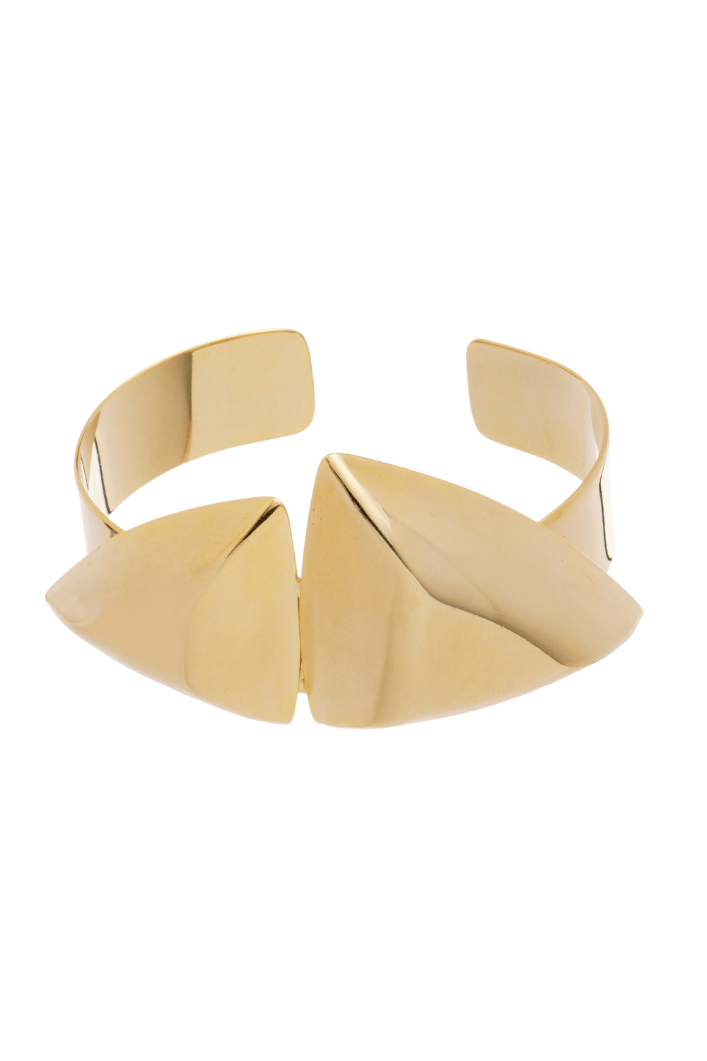 Bracelete Dourado com Canopla Triangular e Design Estruturado
