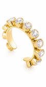 Ear Cuff Dourado com Zircônias Redondas e Encaixe Sem Furo