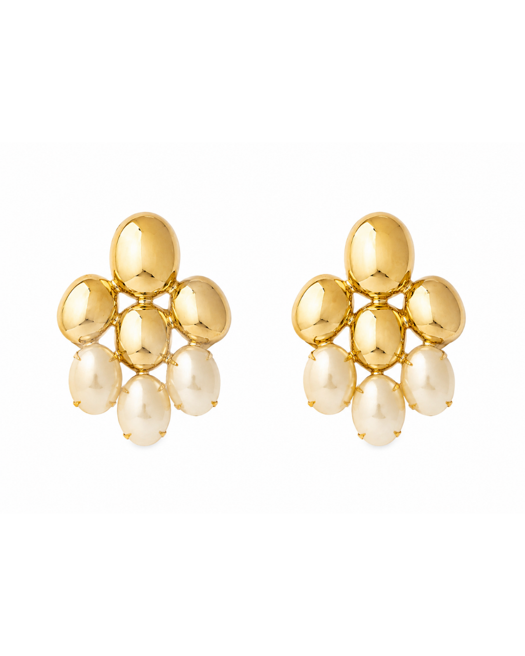 Maxi Brinco Oval Pérola Dourado