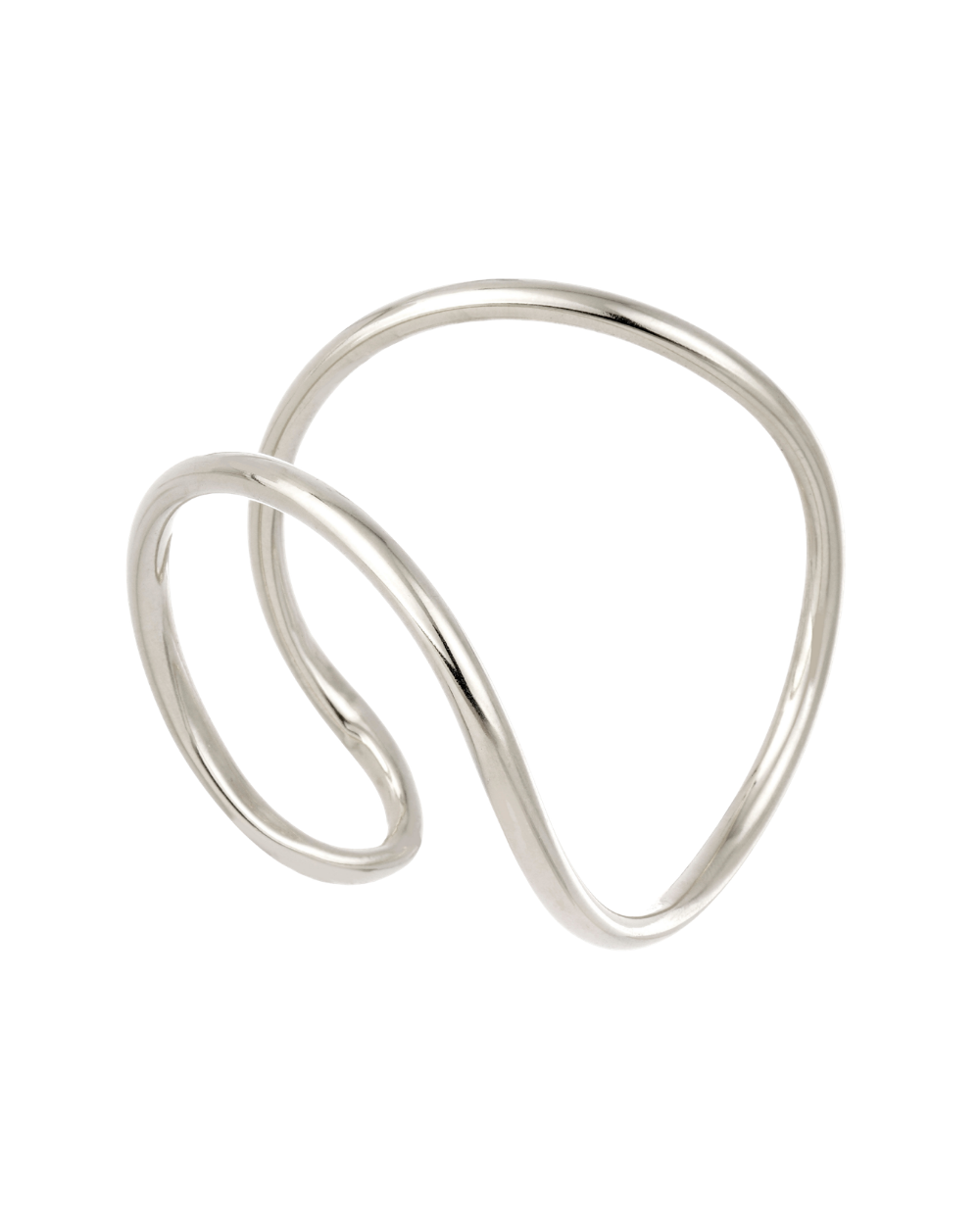 Bracelete Orgânico Prateado com Design Escultural e Linha Contínua