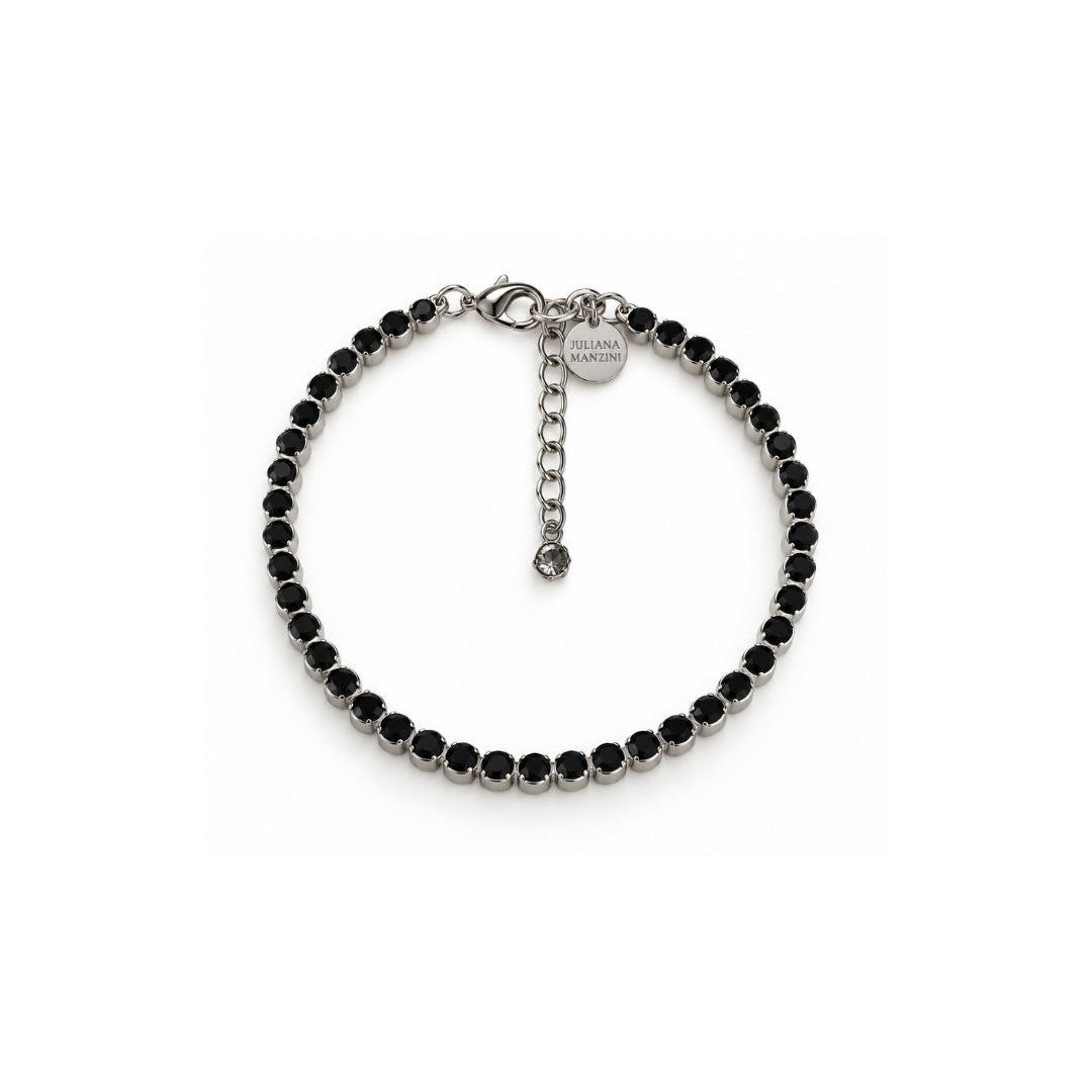 PULSEIRA ZIRCÔNIA PRETO PRATEADO