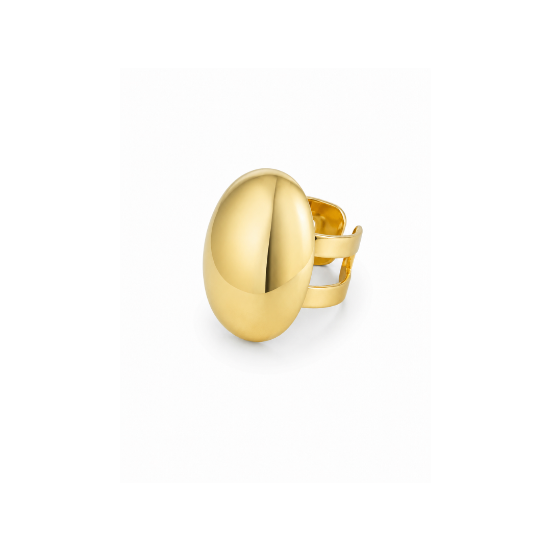 Anel Grande Oval Design Dourado