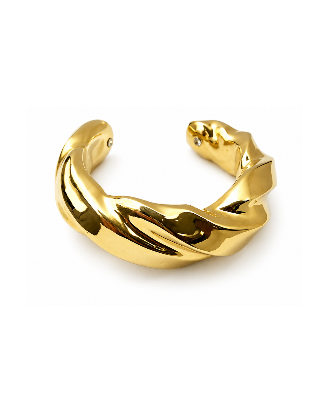 Bracelete Design Torção Dourado Eletroformação