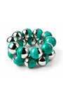 KIT DE PULSEIRA ESFERAS TURQUESA PRATEADO