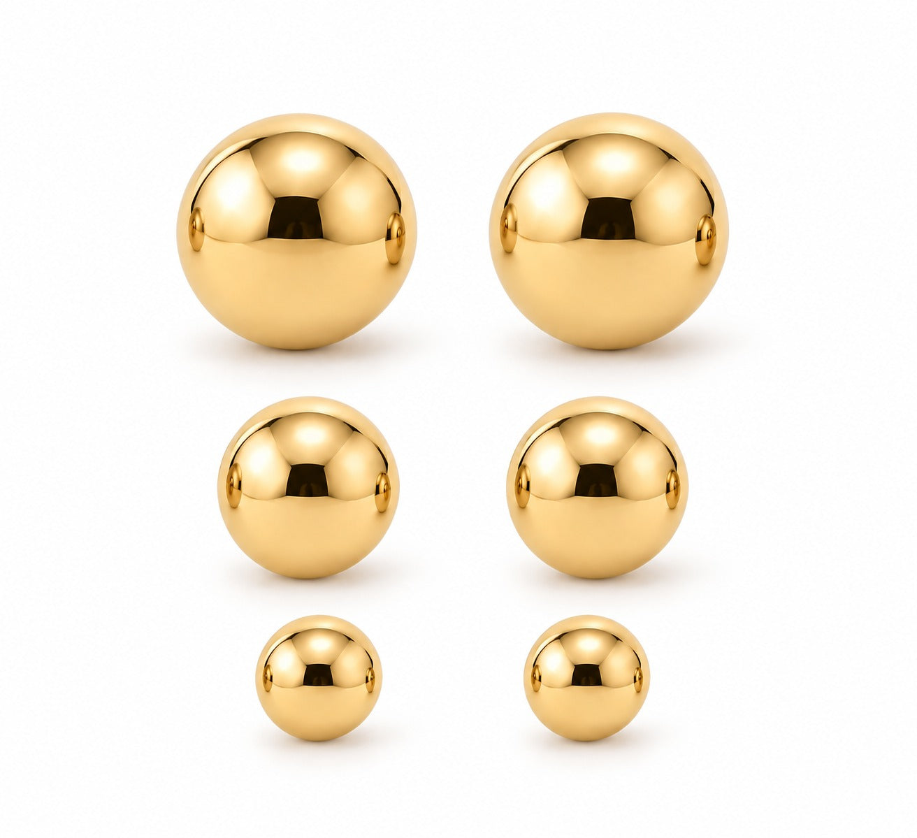 KIT DE BRINCOS ESFERAS PEQUENAS DOURADO