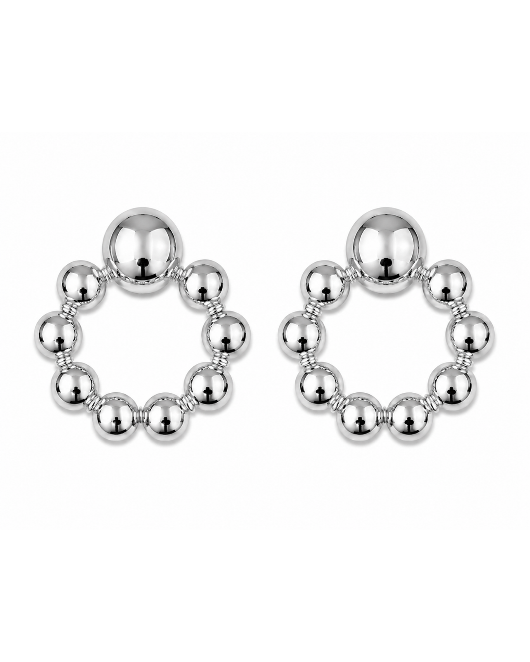 Brinco Feminino Prateado com Esferas e Design Frontal | Western Glam