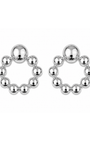 Brinco Feminino Prateado com Esferas e Design Frontal | Western Glam