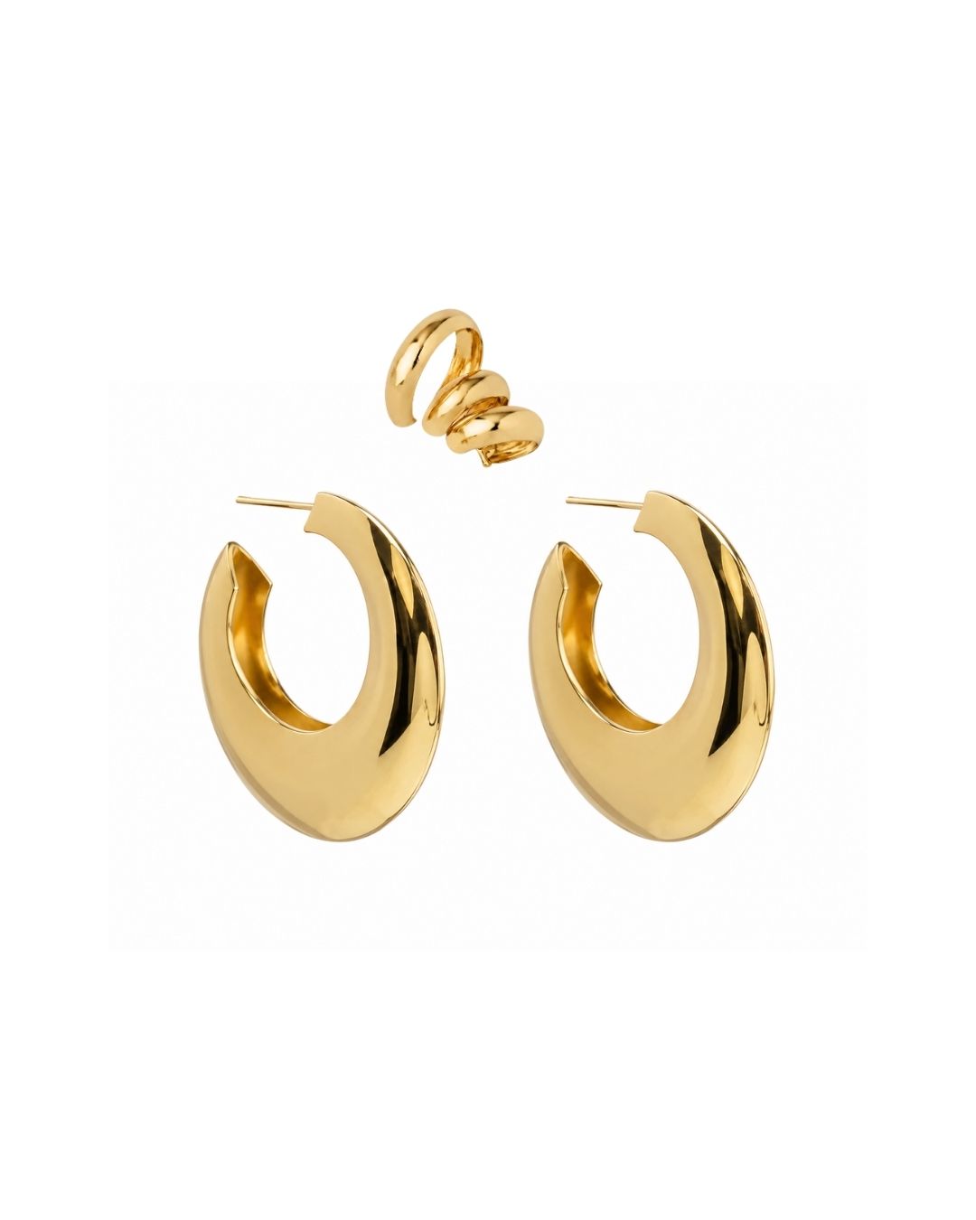 KIT DE BRINCO ARGOLA E EAR CUFF DESIGN DOURADO