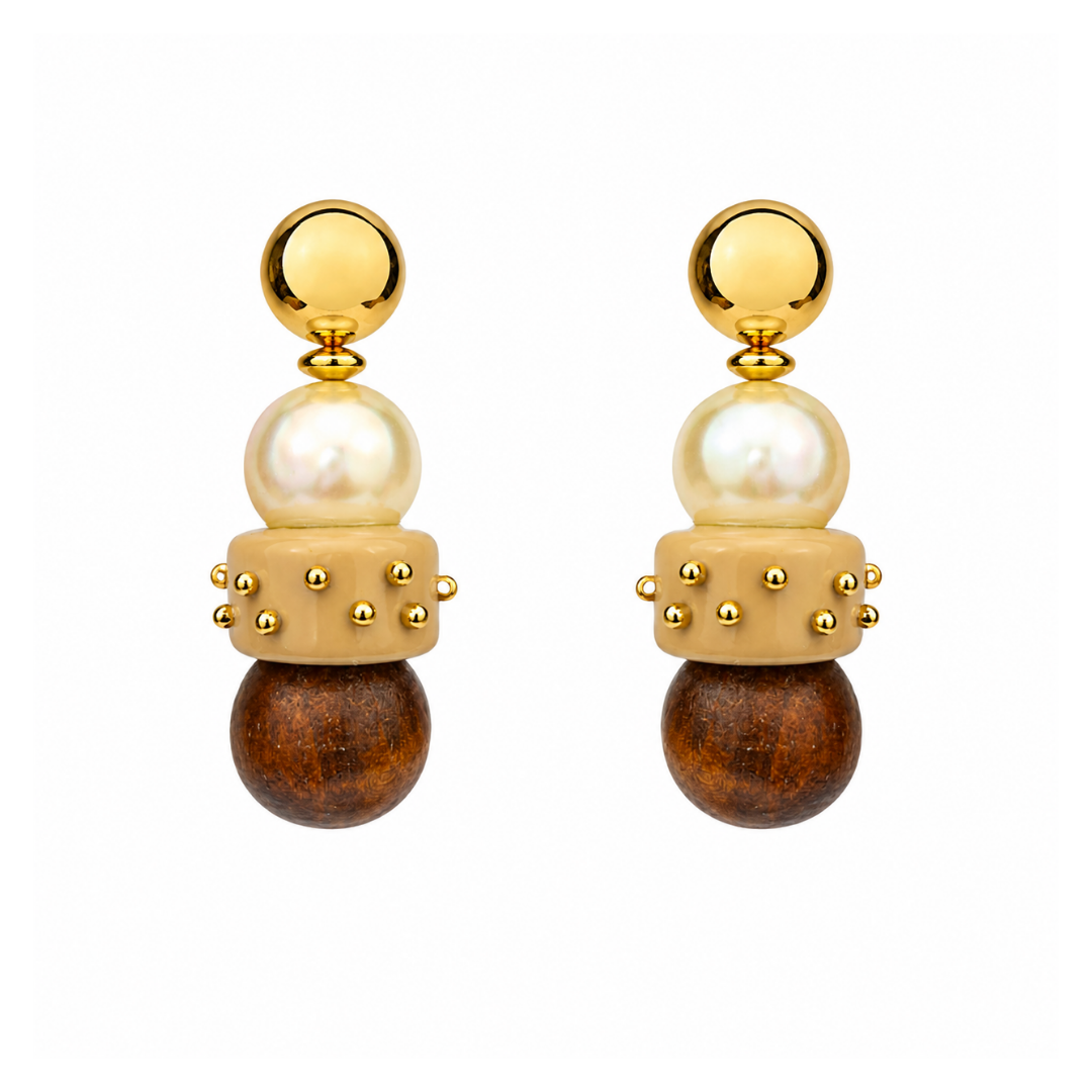 Brinco Longo Madeira Handmade Dourado | Western Glam