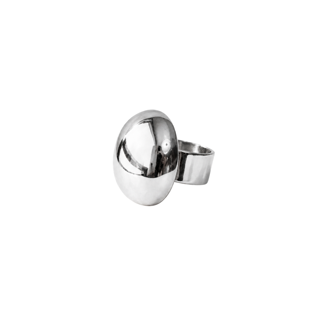 Anel Médio Oval Design Prateado