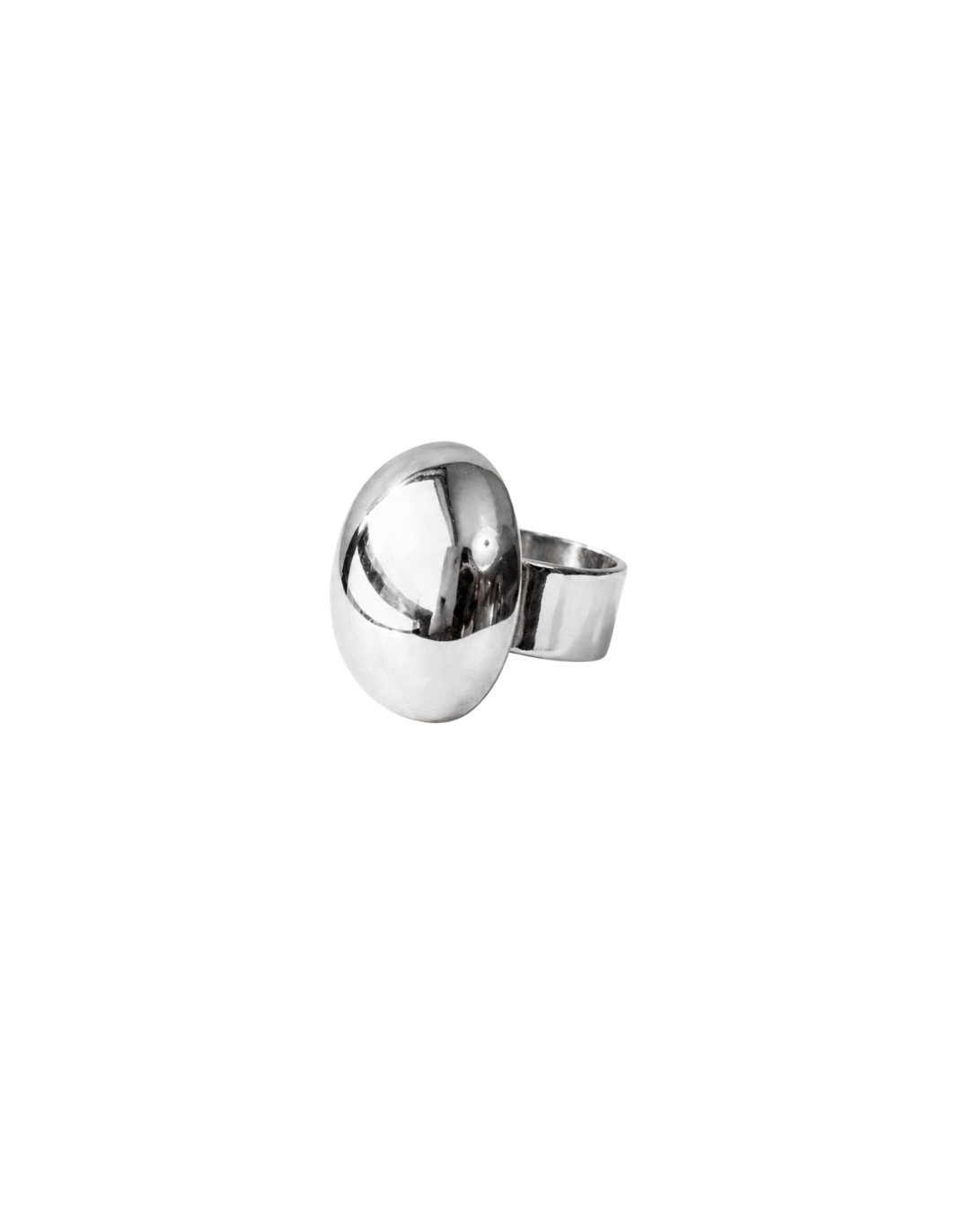Anel Médio Oval Design Prateado