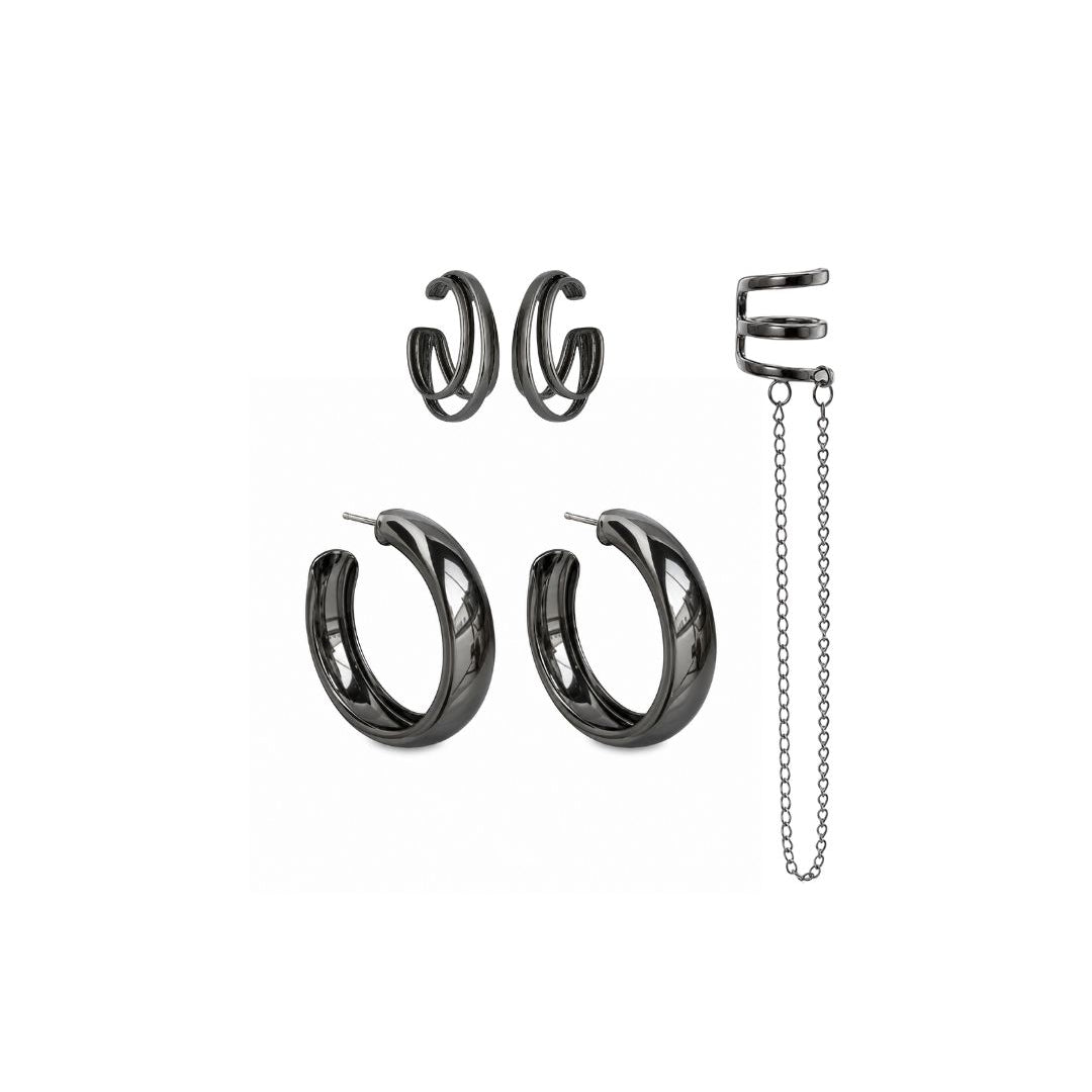 KIT DE BRINCO ARGOLA LISA P COM EAR CUFF DESIGN