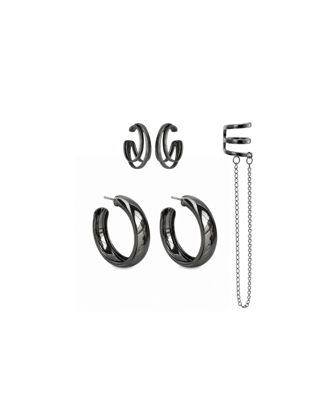 KIT DE BRINCO ARGOLA LISA P COM EAR CUFF DESIGN