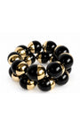 KIT DE PULSEIRA ESFERAS PRETA DOURADO