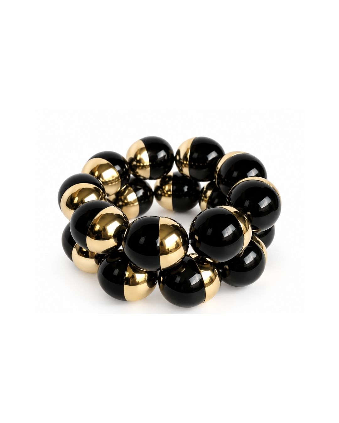 KIT DE PULSEIRA ESFERAS PRETA DOURADO