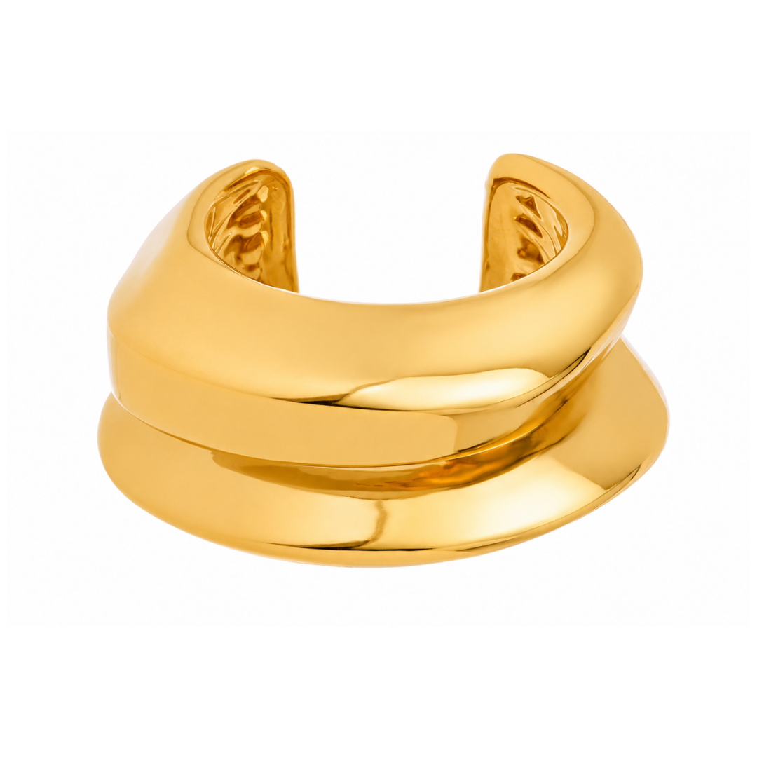 Maxi Bracelete Design Wave Dourado Eletroformação