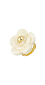 Anel Flor em Resina Dourada Essenza Ajustável