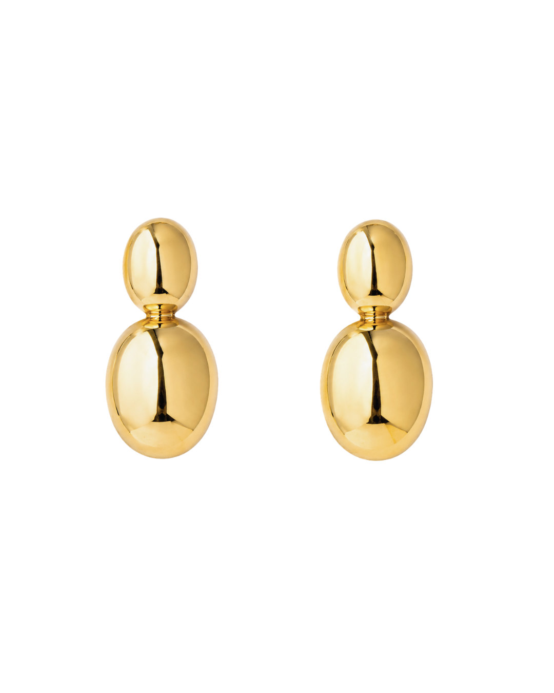 Brinco Duplo Oval Design Dourado