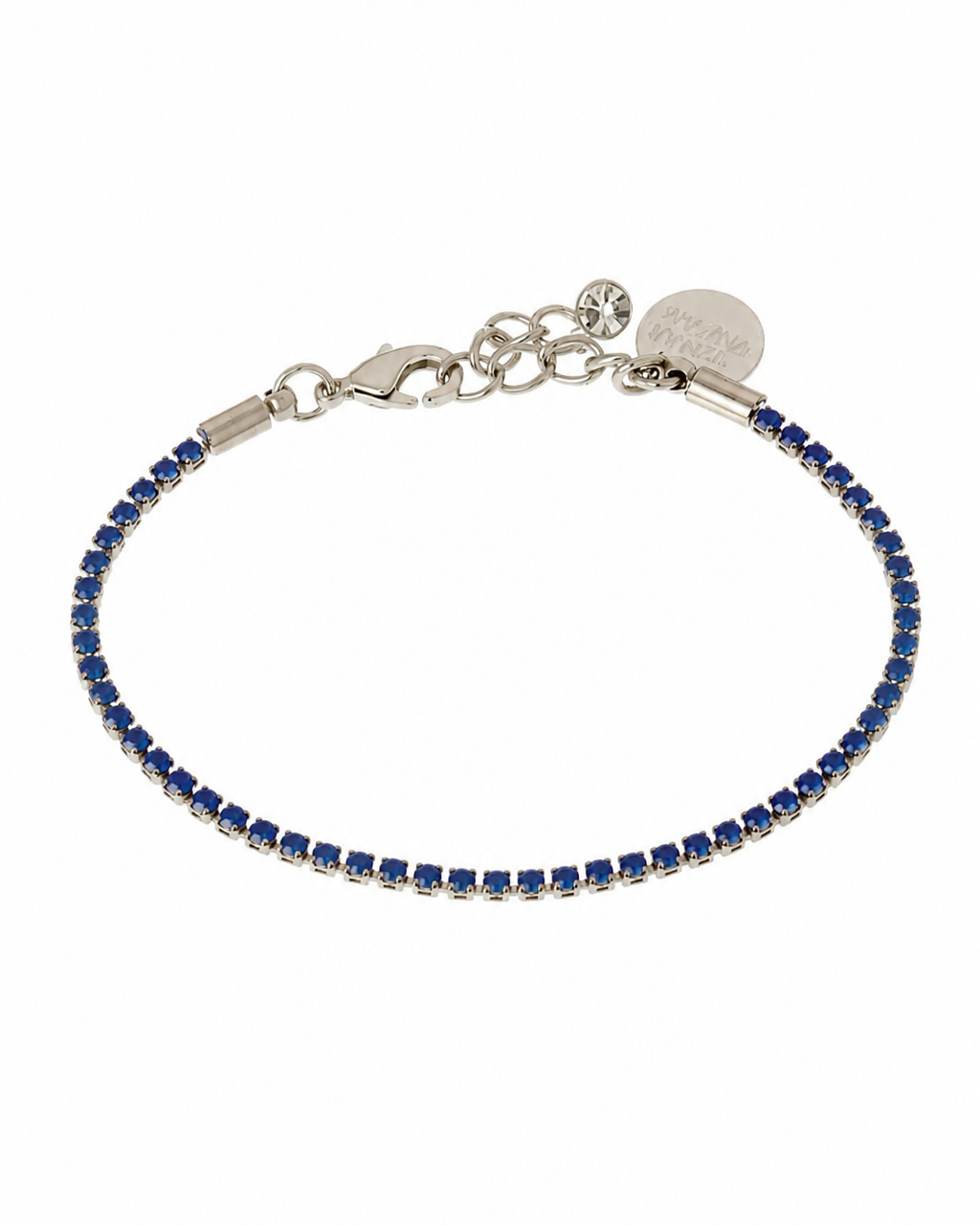 PULSEIRA STRASS AZUL ROYAL PRATEADO