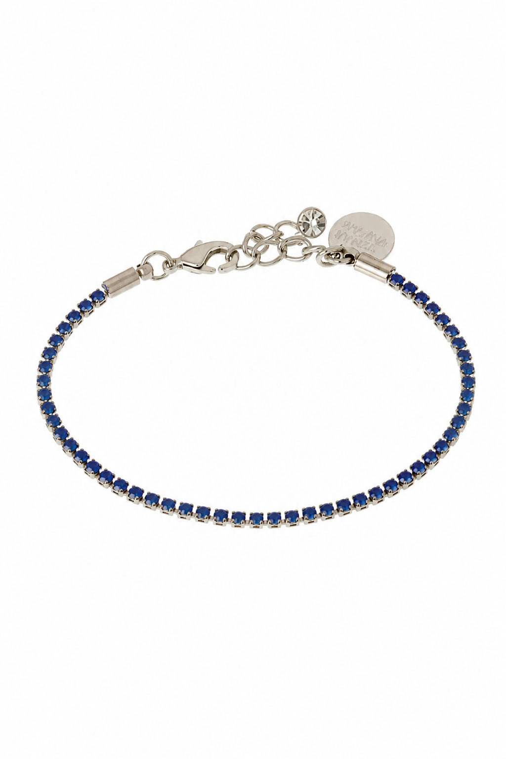 PULSEIRA STRASS AZUL ROYAL PRATEADO