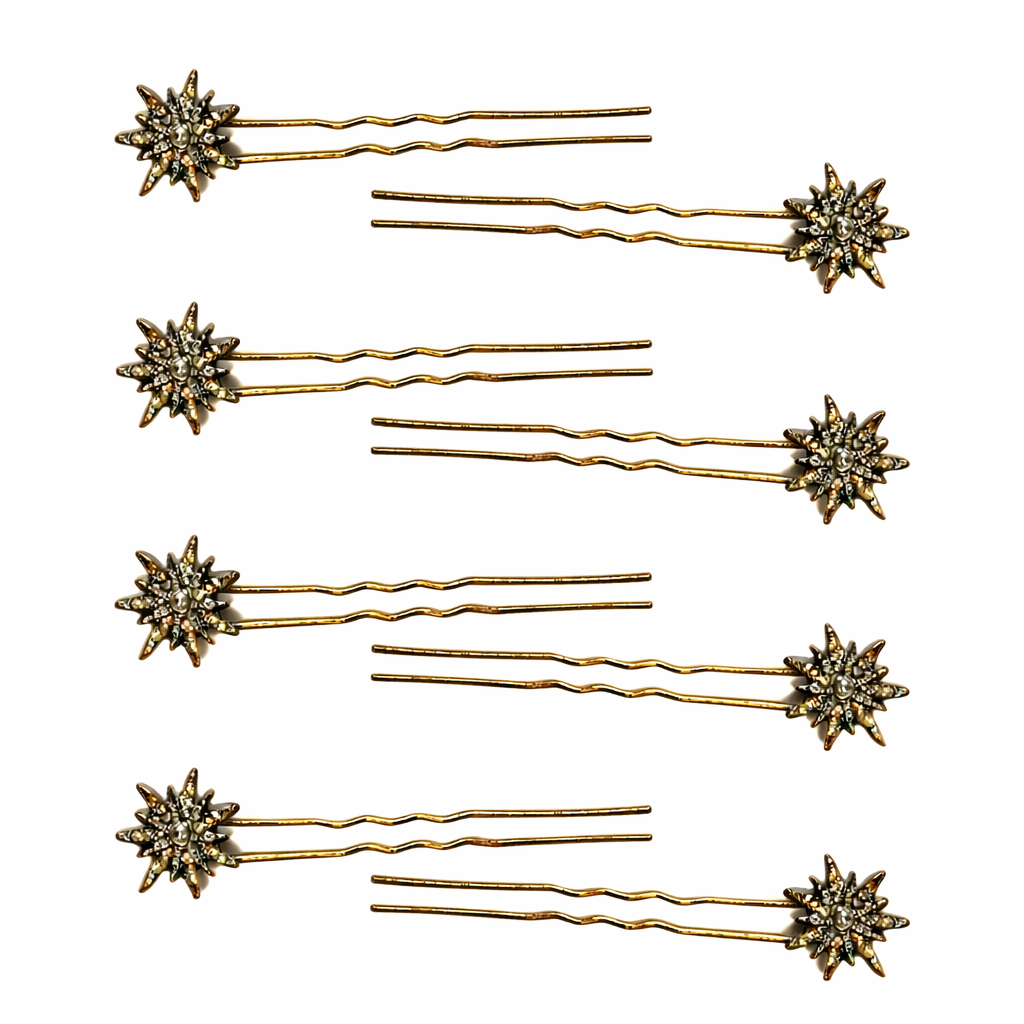 Kit de Presilhas Star Ouro Vintage com Strass Hematite