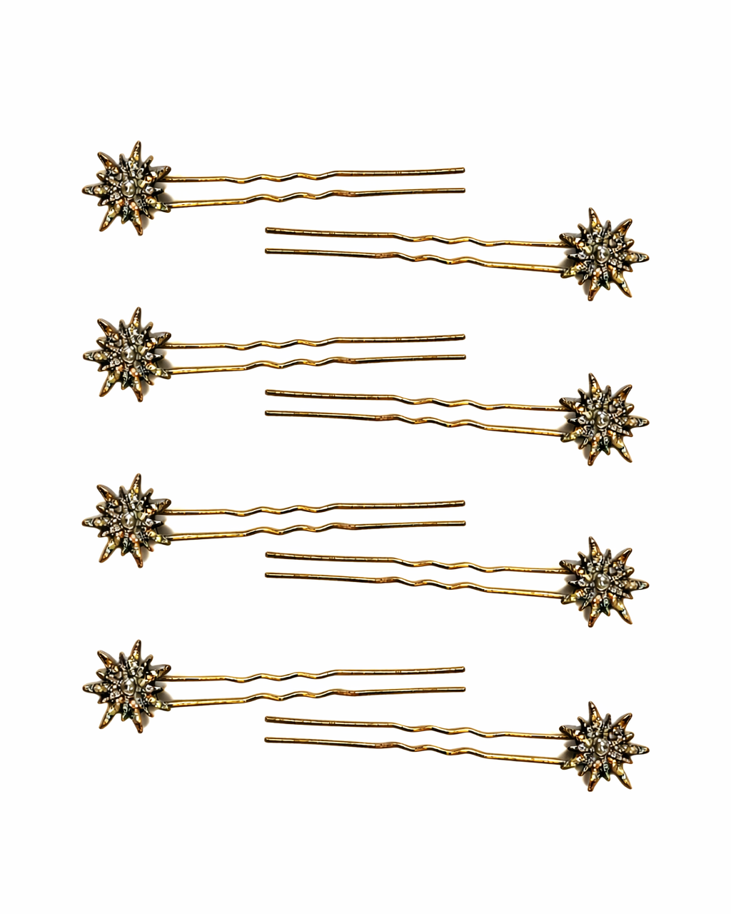 Kit de Presilhas Star Ouro Vintage com Strass Hematite